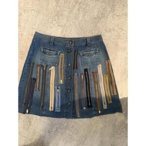 VINTAGE cool Talbots Denim Skirt with Decorative Zippers sz L/ XL